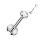 Threadless Titanium Bezel Set CZ Flat Back Labret Combo (Reg Base)