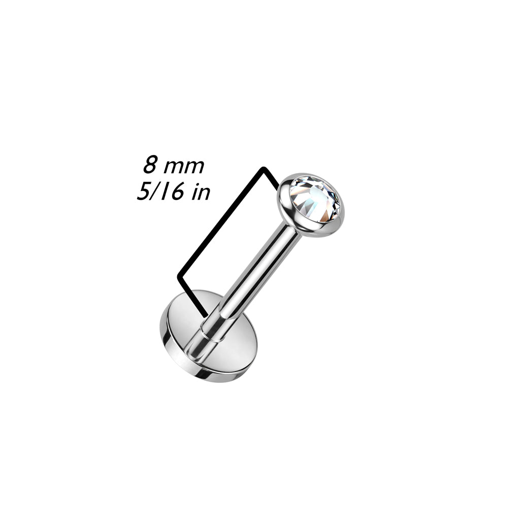 Threadless Titanium Bezel Set CZ Flat Back Labret Combo (Reg Base)