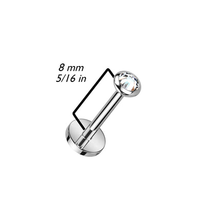 Threadless Titanium Bezel Set CZ Flat Back Labret Combo (Reg Base)