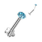 Titanium Threadless Labret Combo with 5 Petal Base and Prong Set CZ Top