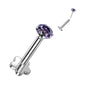 Titanium Threadless Labret Combo with 5 Petal Base and Prong Set CZ Top