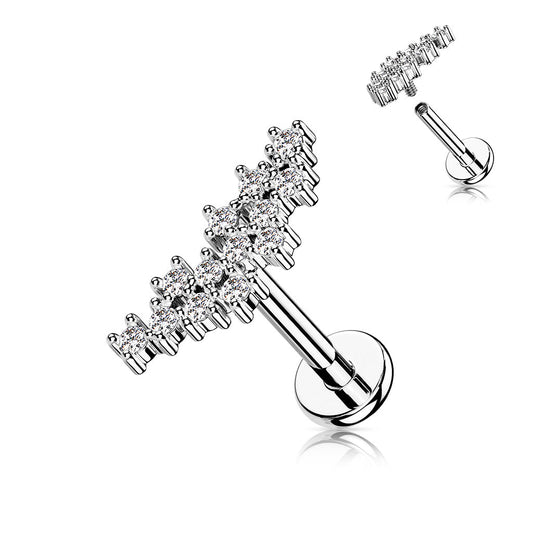 Surgical Steel CZ Prong Cluster Top Internal Thread Labret Combo