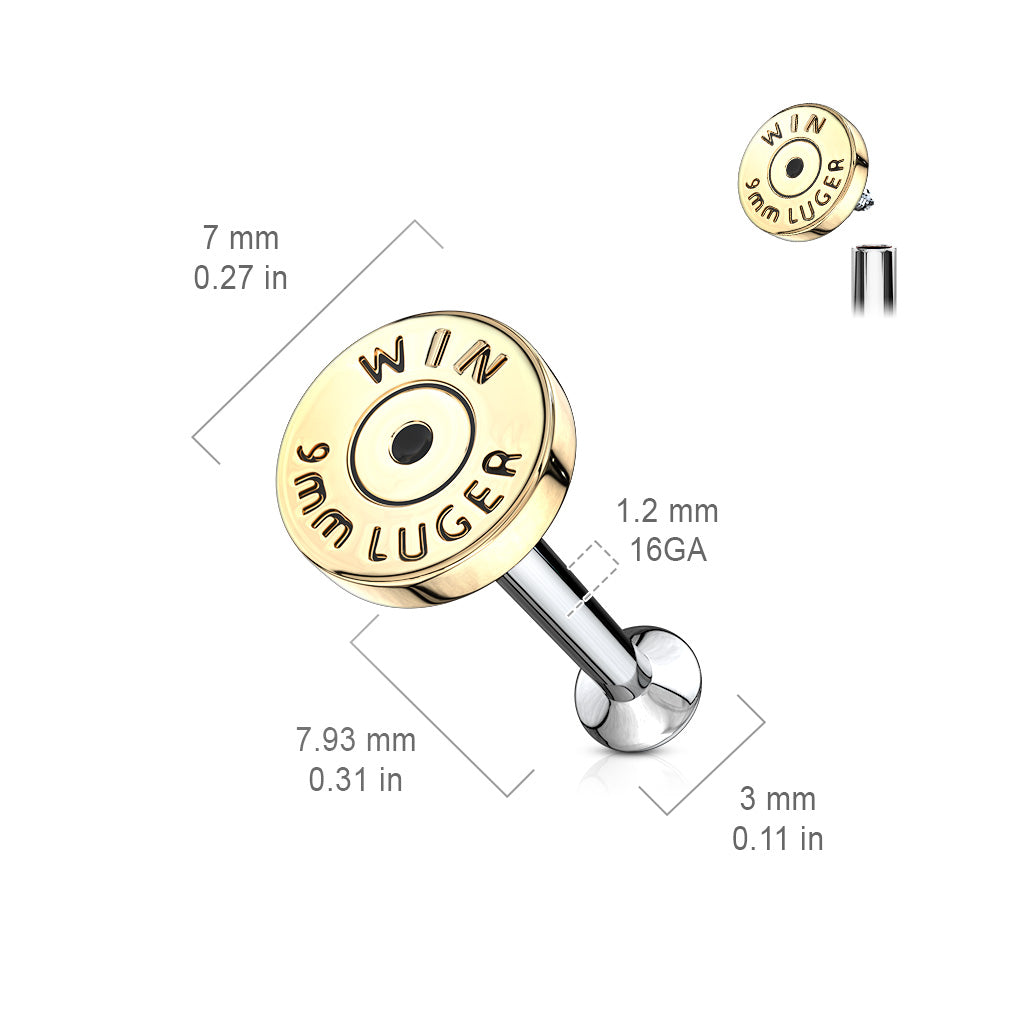 Bullet Back Casing Labret Surgical Steel Internal Thread