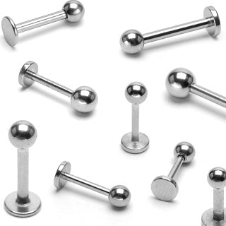 Surgical Steel Solid Ball Labret Studs External Thread