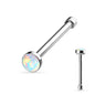 Surgical Steel Nostril Straight Stud (Nose Bone) with Opal Bezel