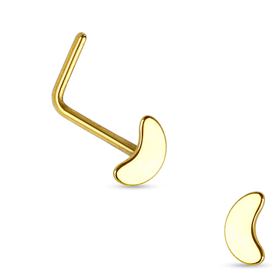 L Bend Surgical Steel Nostril Stud with Crescent Moon Top