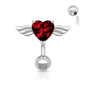 Belly Banana Surgical Steel Angel Winged CZ Heart Top Down External Thread