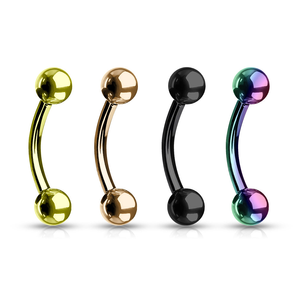 Colored Surgical Steel External Thread Curved Barbells