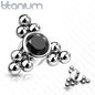 Internal Thread Titanium Single CZ with Triple Ball Clusters Top