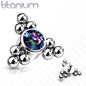 Internal Thread Titanium Single CZ with Triple Ball Clusters Top