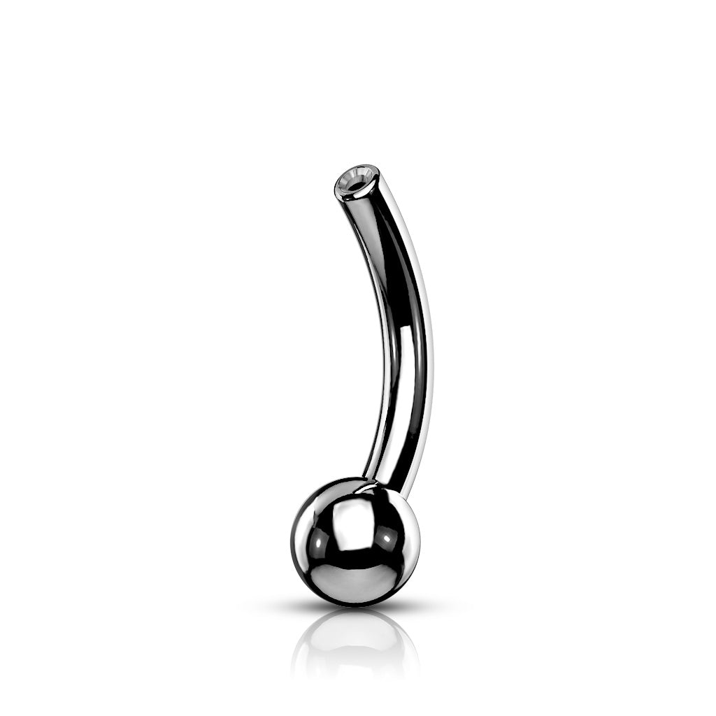 Titanium Threadless Curved Barbell with One Fixed Ball