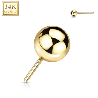 14K Gold Threadless Push In Ball Top Only