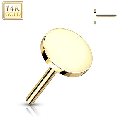 14K Gold Threadless Push In Flat Round Top Only