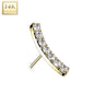 14K Gold Threadless Push In Paved CZ Curved Top Only