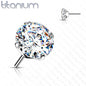 Threadless Titanium Zircon Prong Gem Top Only