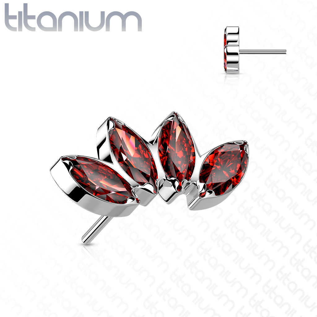 Threadless Titanium 4 Marquise Crystal Fan Top Only