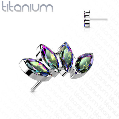 Threadless Titanium 4 Marquise Crystal Fan Top Only