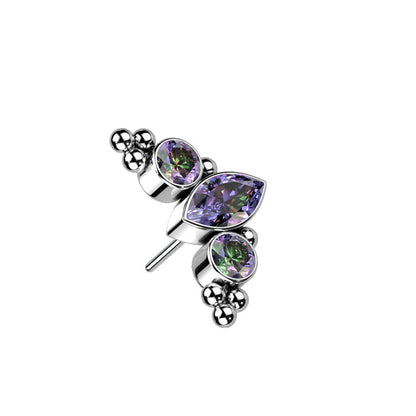 Titanium Threadless Marquise CZ with Ball Clusters Top Only