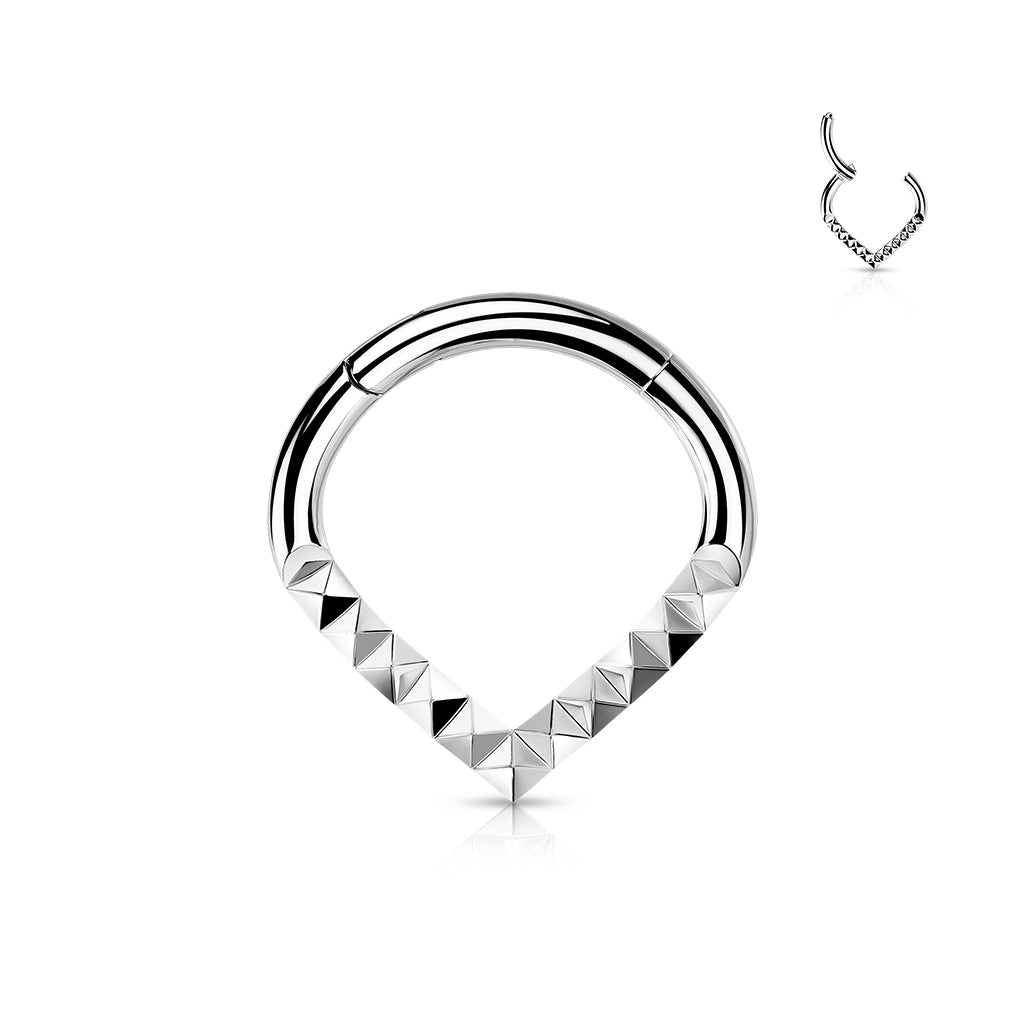 Surgical Steel Pyramid Cuts Hinged Chevron 16G 8mm only