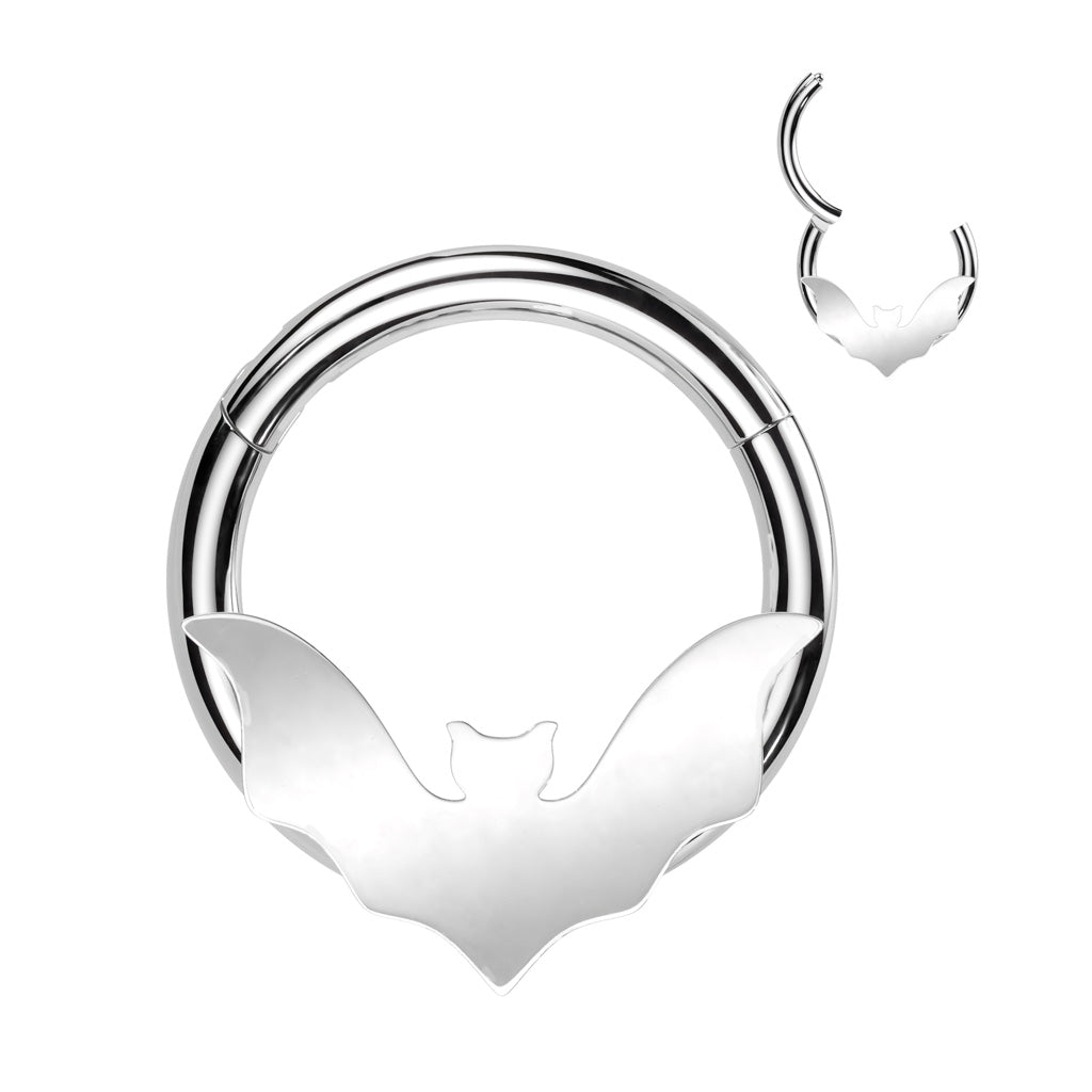 Surgical Steel Hinged Ring with Bat