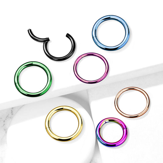 Hinged Surgical Steel Colored Rings 14G-4G