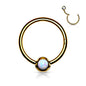 Surgical Steel Hinged Ring with Front Facing Single Opal Ball