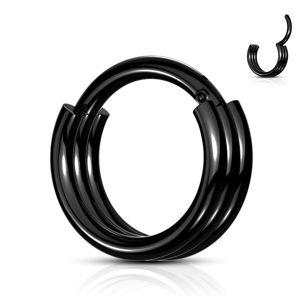 Surgical Steel Hinged Hoop with Triple Stacked Outer Layer