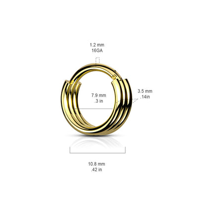 Surgical Steel Hinged Hoop with Triple Stacked Outer Layer