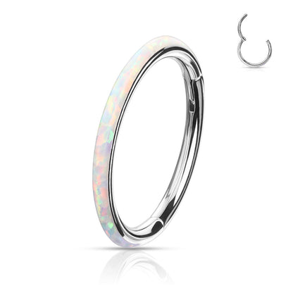 Titanium Hinge Rings with Outward Facing Opal