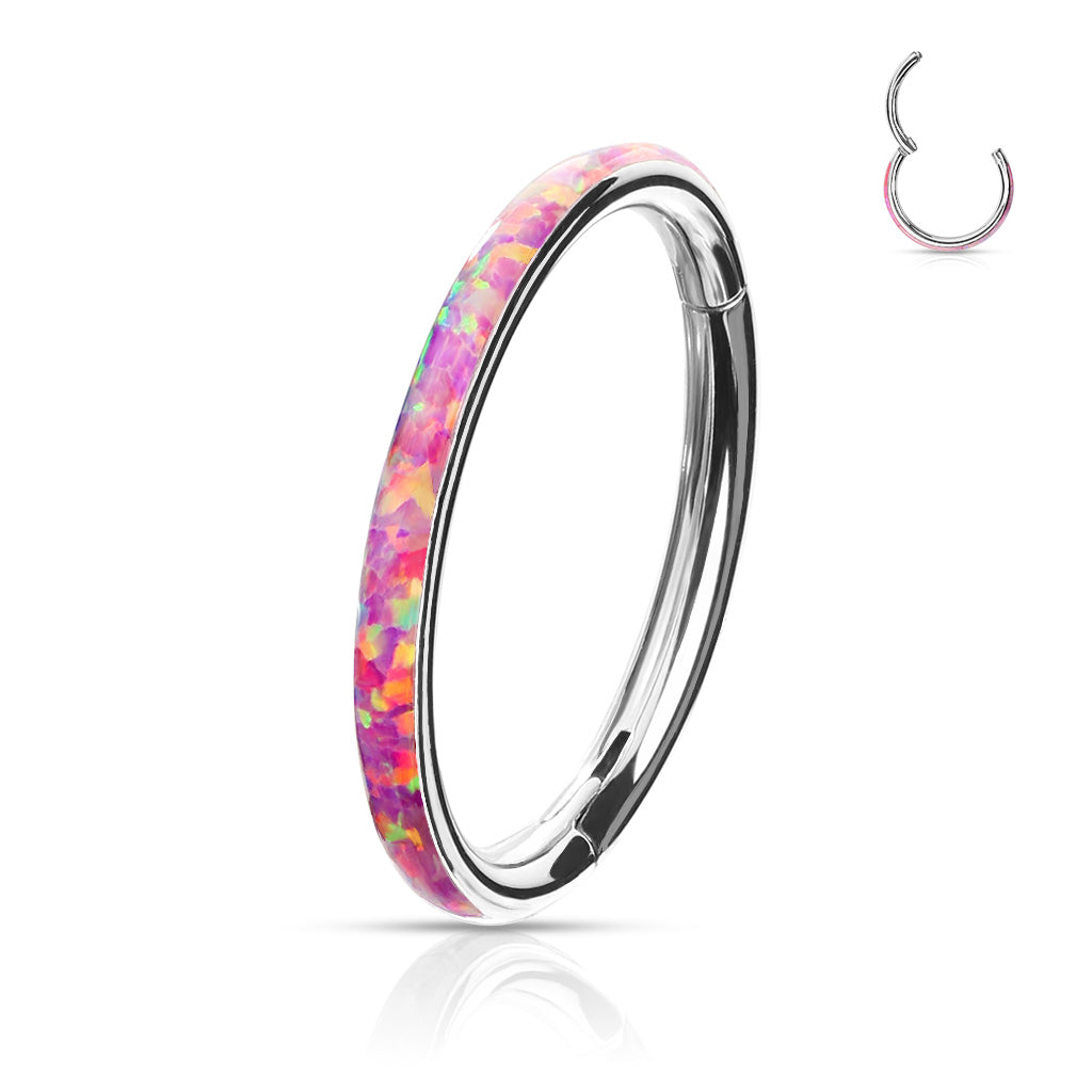 Titanium Hinge Rings with Outward Facing Opal