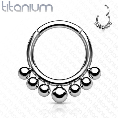 Titanium Graduated Ball Lined Hinged Ring