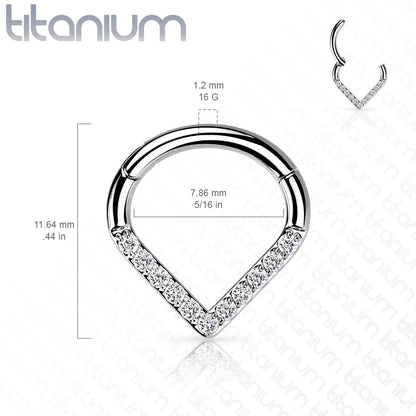 Titanium Single Paved CZ Chevron 16G 8mm only