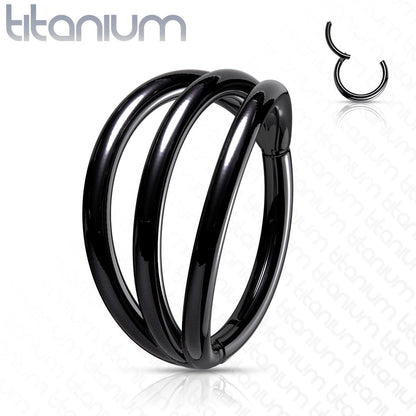 Titanium Hinged Hoop with 3 Separated Outer Rings