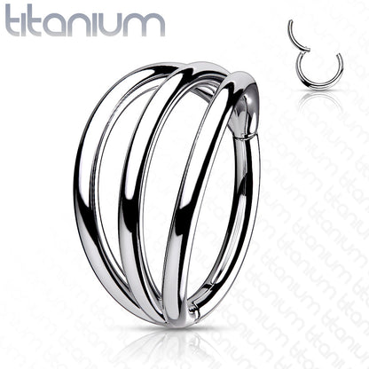 Titanium Hinged Hoop with 3 Separated Outer Rings