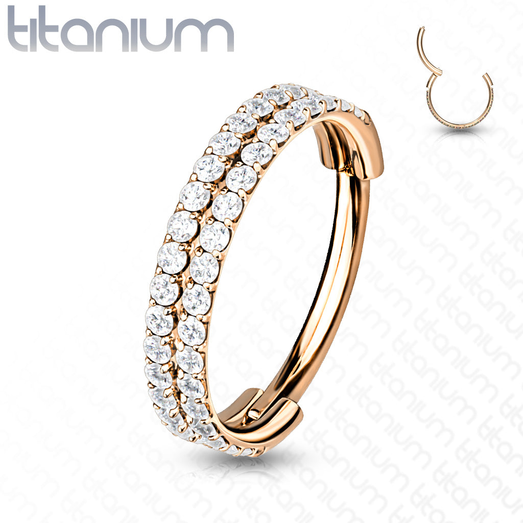 Titanium Hinged CZ Outer Face Double Row