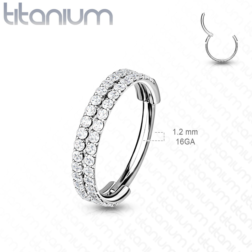Titanium Hinged CZ Outer Face Double Row