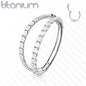Titanium with Separated Outer Facing Double Lined CZ Hinged Ring