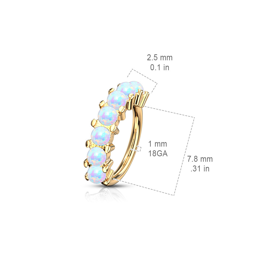 Annealed 7 Opal Lined 8mm rings in Surgical Steel