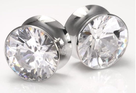 Double Flare Saddle Plugs with CZ Front Face