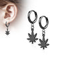 Surgical Steel Hinged Hoop Earrings with Pot Leaf Dangle