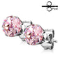 Surgical Steel Round CZ Prong Earrings