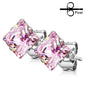 Surgical Steel Square CZ Prong 22G Earrings