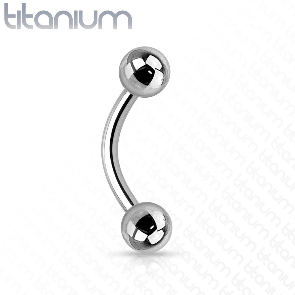 Titanium Curved Barbell Plain Ball External Thread