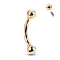 Titanium Colored Curved Barbell with Press Fit CZ Ball Ends External Thread