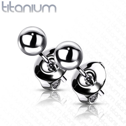 Titanium Ball Stud Earrings (per pair)