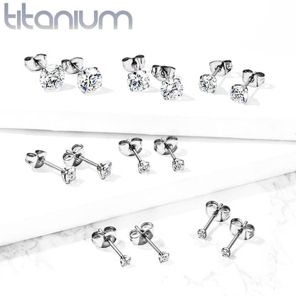 Titanium CZ Prong Set Earrings (per pair)
