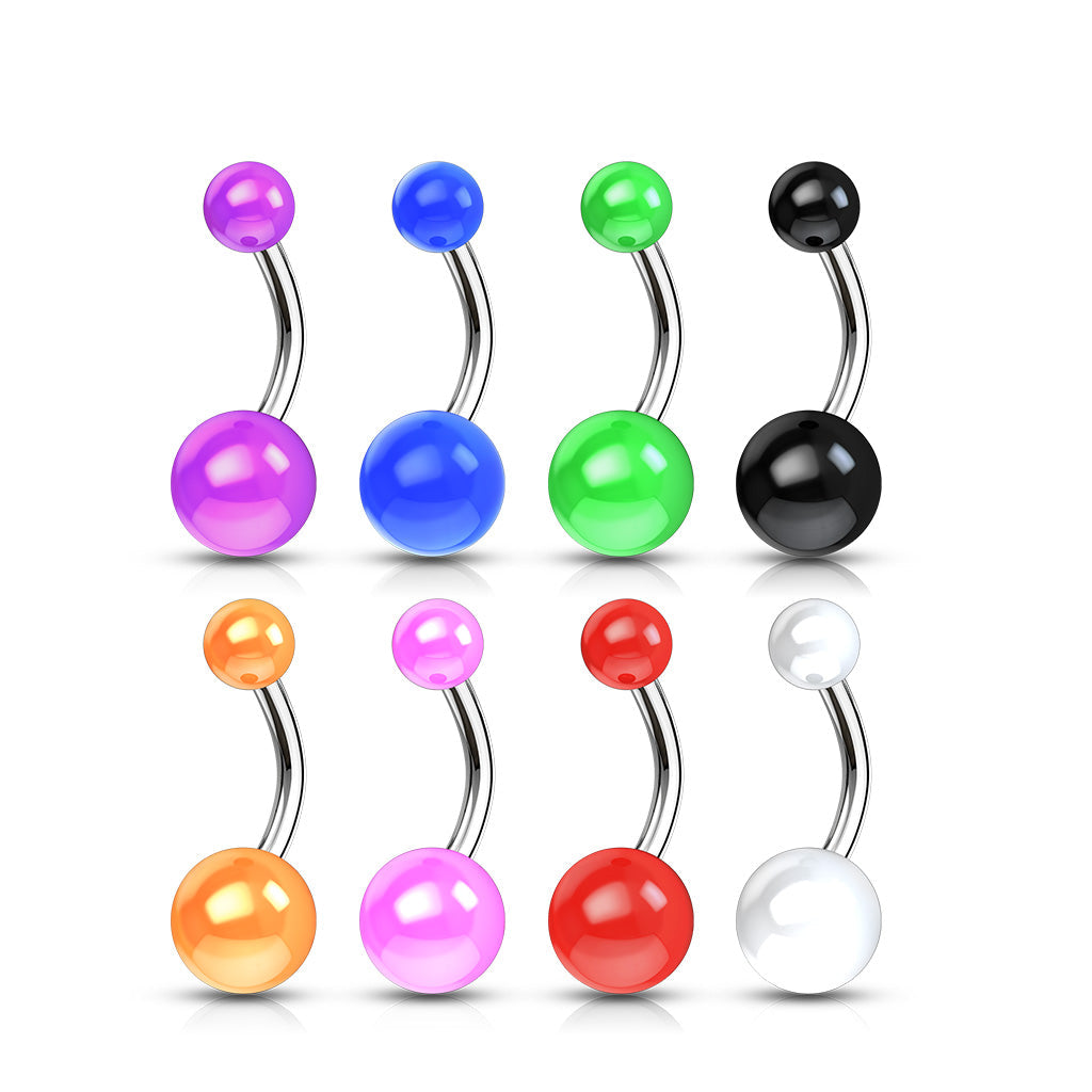 Titanium Belly Banana with Acrylic Solid Colored Balls External Thread