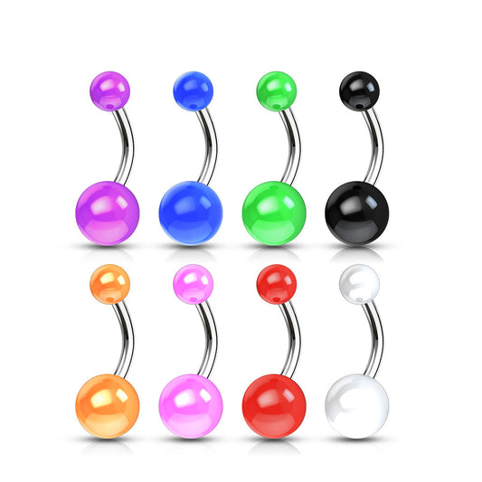 Titanium Belly Banana with Acrylic Solid Colored Balls External Thread