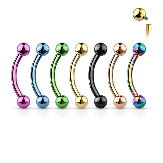 Titanium Colored Curved Barbell Internally Threaded