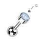 Titanium Cartilage Barbell with Premium Round Bezel Set CZ Internal Thread